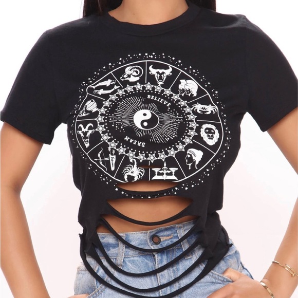 Black Zodiac Signs Graphic Tee - Picture 1 of 10